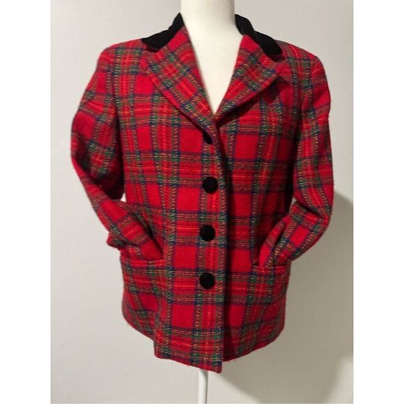 Talbots vintage Y2K plaid Stuart tartan preppy blazer 10P wool mohair blend - Picture 7 of 8
